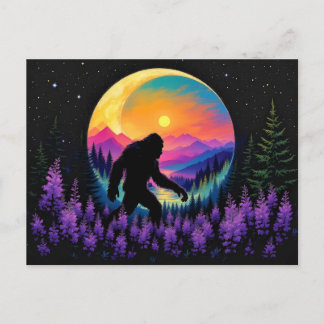 Sasquatch Rainbow Mountain Moon Wall Clock Postcard