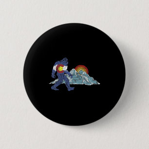 Sasquatch Retro State Flag Colorado Rocky Mountain Button