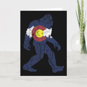 Sasquatch Retro State Flag Colorado Rocky Mountain Card
