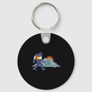 Sasquatch Retro State Flag Colorado Rocky Mountain Keychain