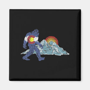 Sasquatch Retro State Flag Colorado Rocky Mountain Magnet