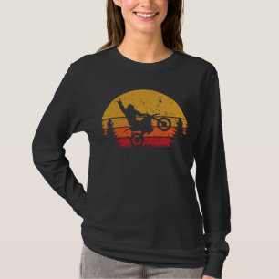 Sasquatch Retro Sunset Riding Dirt Bike T-Shirt