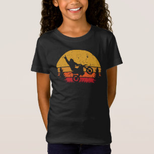 Sasquatch Retro Sunset Riding Dirt Bike T-Shirt