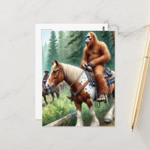 Sasquatch Rides A Horse Postcard