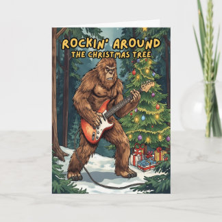 Sasquatch Rockin’ Around the Christmas Tree Holiday Card