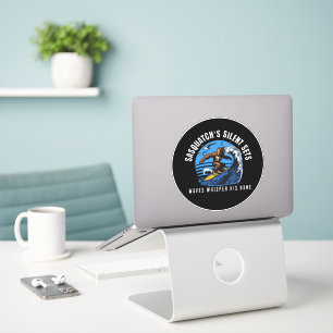 Sasquatch’s Silent Sets Surfing Bigfoot Black Sticker