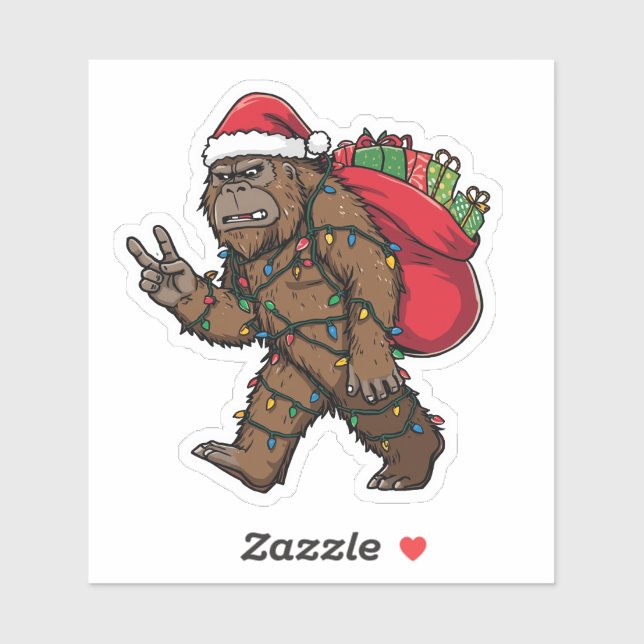 Sasquatch Santa: Funny Bigfoot Christmas Holiday Sticker (Sheet)