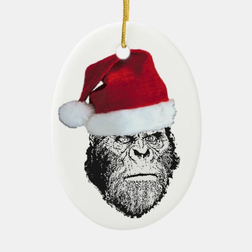 Sasquatch Santa Funny Christmas Tree Ornament