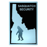 Sasquatch Security - Idaho Statuette<br><div class="desc">Features the dark silhouette of a Sasquatch (Bigfoot) on a powder blue background enclosed by the outline of Idaho along with text reading, "SASQUATCH SECURITY." Go with Sasquatch Security to safeguard your house and valuables. Unobtrusive safety - as Sasquatch are so rarely seen you will hardly know they are there....</div>