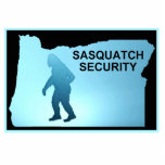 Sasquatch Security - Oregon Statuette<br><div class="desc">Features the dark silhouette of a Sasquatch (Bigfoot) on a powder blue background enclosed by the outline of Oregon along with text reading, "SASQUATCH SECURITY." Go with Sasquatch Security to safeguard your house and valuables. Unobtrusive safety - as Sasquatch are so rarely seen you will hardly know they are there....</div>