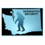 Sasquatch Security - Washington Cutout<br><div class="desc">Features the dark silhouette of a Sasquatch (Bigfoot) on a powder blue background enclosed by the outline of Washington along with text reading, "SASQUATCH SECURITY." Go with Sasquatch Security to safeguard your house and valuables. Unobtrusive safety - as Sasquatch are so rarely seen you will hardly know they are there....</div>