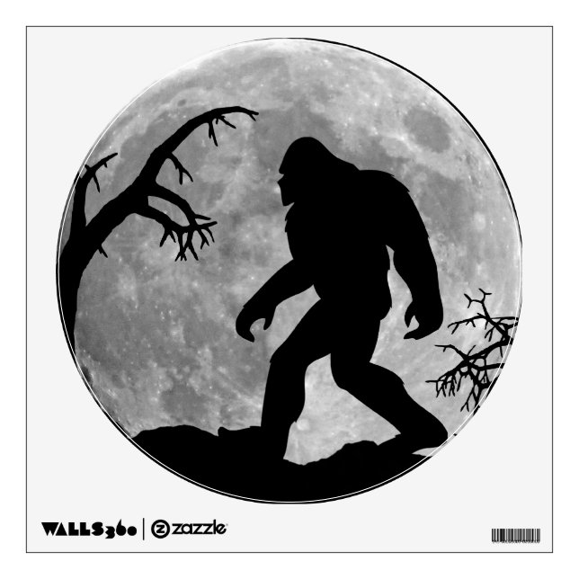 Sasquatch Silhouette and Moon background Wall Sticker (Front)