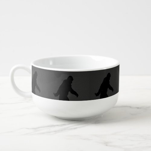 Sasquatch Silhouette on Carbon Fiber decor Soup Mug