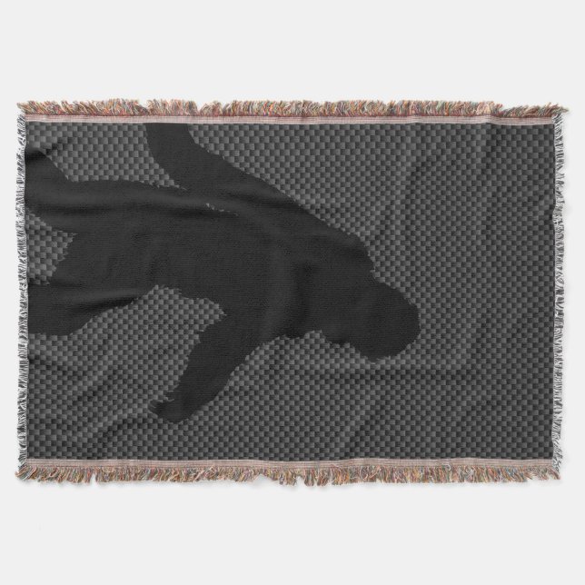 Sasquatch Silhouette on Carbon Fiber decor Throw Blanket (Front)
