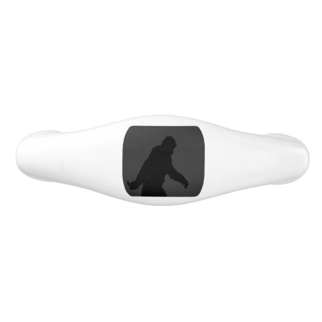 Sasquatch Silhouette on Carbon Fiber Print Ceramic Drawer Pull (Front)