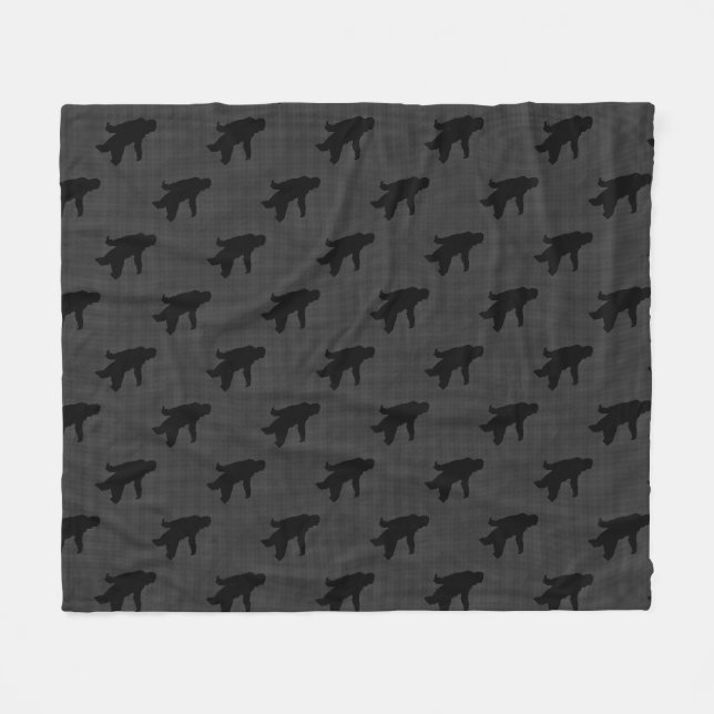 Sasquatch Silhouette on Carbon Fiber Print Fleece Blanket (Front (Horizontal))