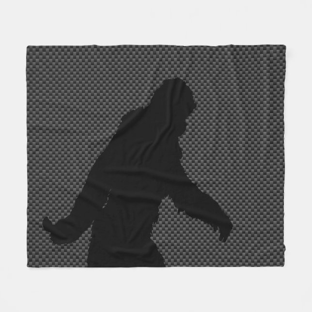 Sasquatch Silhouette on Carbon Fiber Print Fleece Blanket (Front (Horizontal))