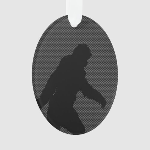 Sasquatch Silhouette on Carbon Fiber Print Ornament