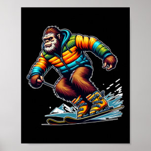 Sasquatch Ski Adventure Bigfoot Winter Fun  Poster