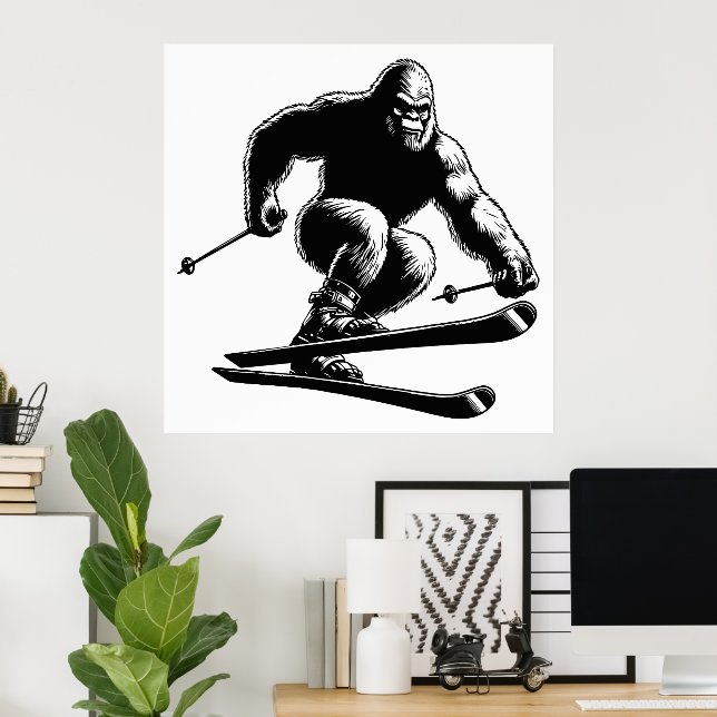 Sasquatch Skiing Poster (Home Office)