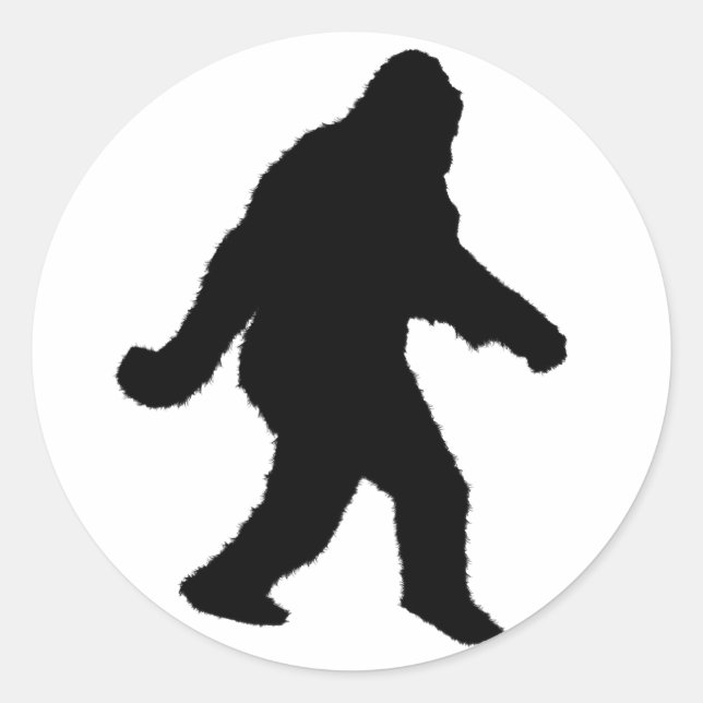 Sasquatch Squatchin' Silhouette Classic Round Sticker (Front)