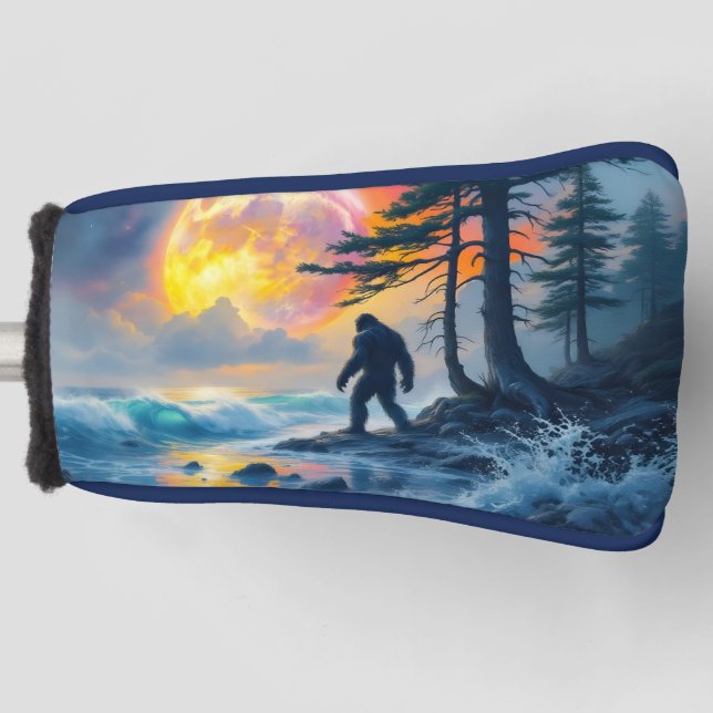 Sasquatch Standing on an Ocean Shore Golf Head Cover (Front)