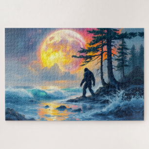 Sasquatch Standing on an Ocean Shore Jigsaw Puzzle