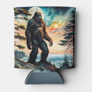 Sasquatch Standing on Ridge overlooking the Ocean Can Cooler