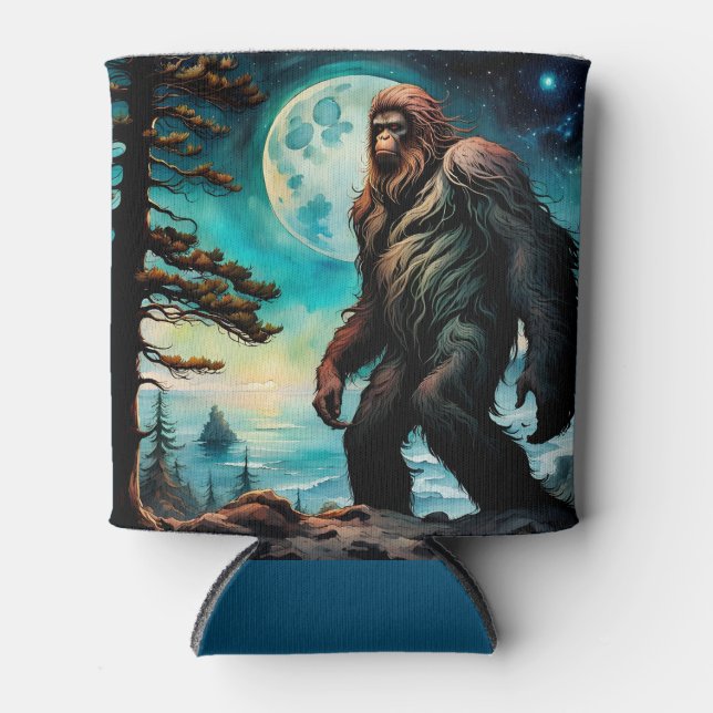 Sasquatch Standing on Ridge overlooking the Ocean Can Cooler (Front)