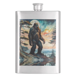 Sasquatch Standing on Ridge overlooking the Ocean Flask