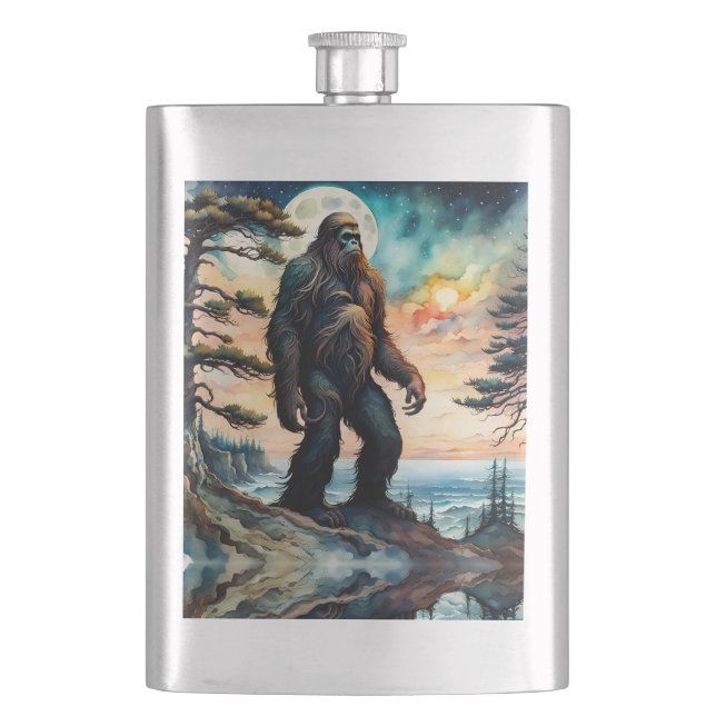Sasquatch Standing on Ridge overlooking the Ocean Flask (Front)