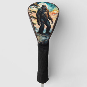 Sasquatch Standing on Ridge overlooking the Ocean Golf Head Cover