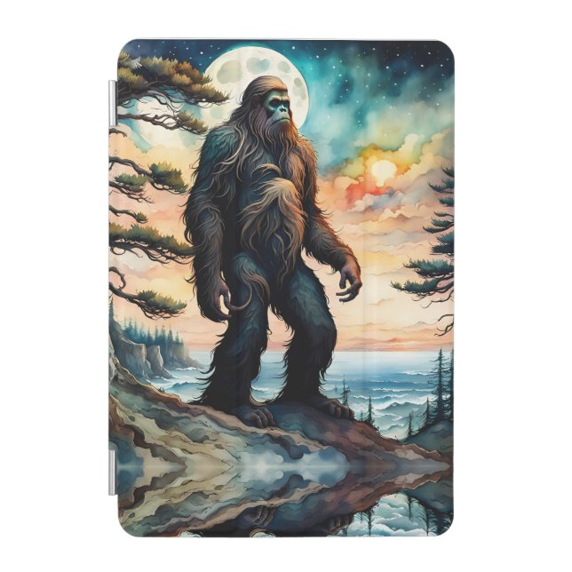 Sasquatch Standing on Ridge overlooking the Ocean iPad Mini Cover (Front)