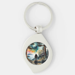 Sasquatch Standing on Ridge overlooking the Ocean Keychain