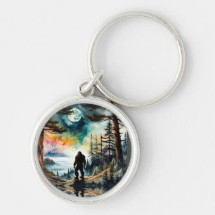 Sasquatch Standing on Ridge overlooking the Ocean Keychain
