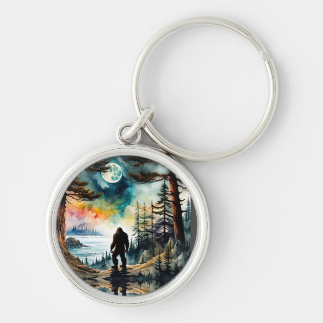 Sasquatch Standing on Ridge overlooking the Ocean Keychain (Front)