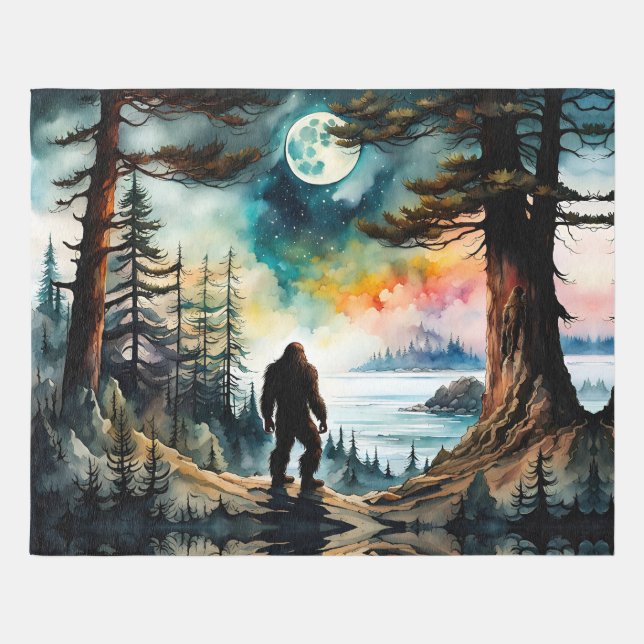 Sasquatch Standing on Ridge overlooking the Ocean Rug (Front)