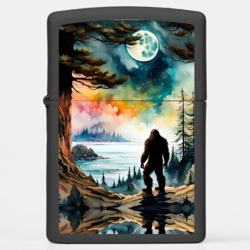 Sasquatch Standing on Ridge overlooking the Ocean Zippo Lighter