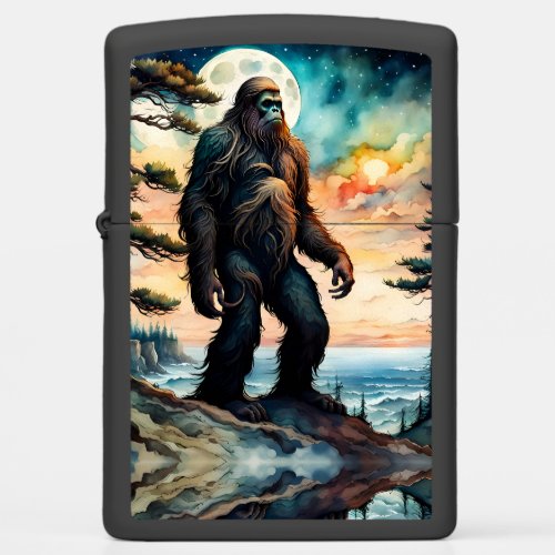 Sasquatch Standing on Ridge overlooking the Ocean Zippo Lighter