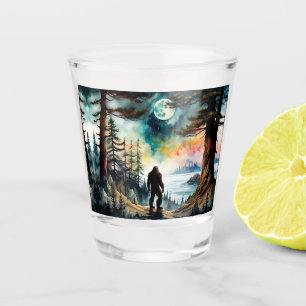 Sasquatch Standing under the Moonlight Shot Glass