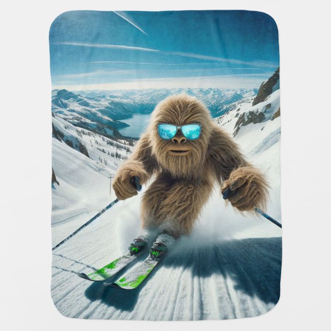 Sasquatch the Skier Baby Blanket (Front)