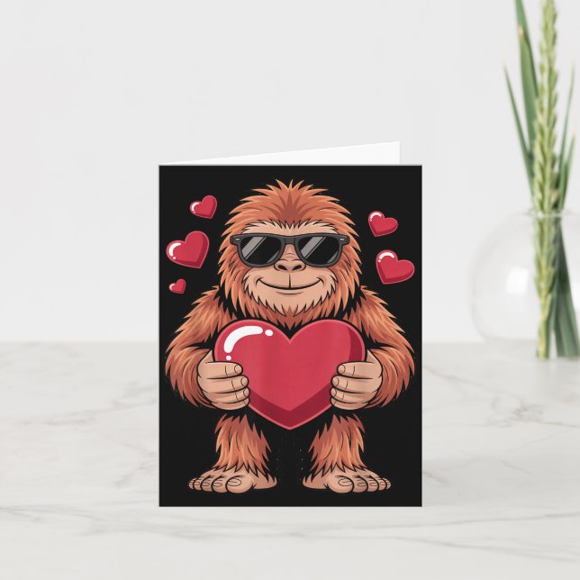 Sasquatch Valentine's Day - Bigfoot Heart Sungles  Card (Front)