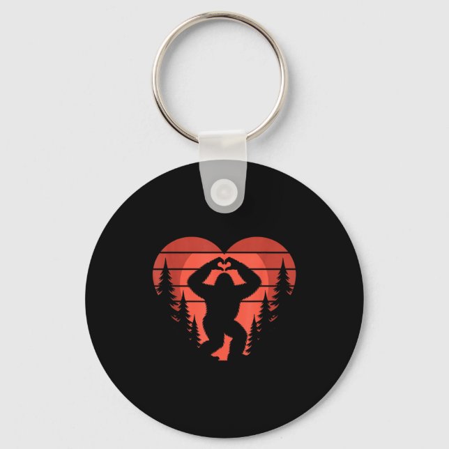 Sasquatch Valentine's Day - Bigfoot Heart Sungles  Keychain (Front)