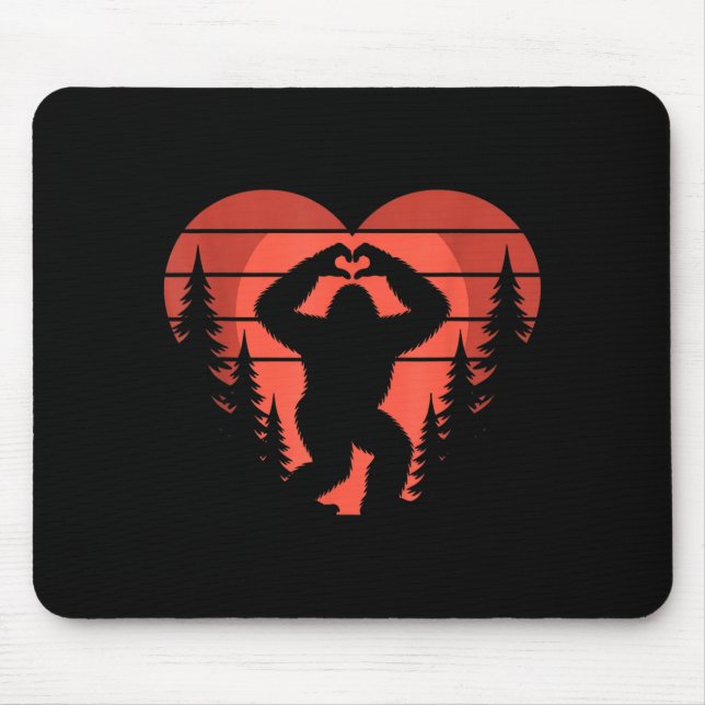 Sasquatch Valentine's Day - Bigfoot Heart Sungles  Mouse Pad (Front)