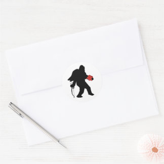 Sasquatch Valentine's Day Classic Round Sticker