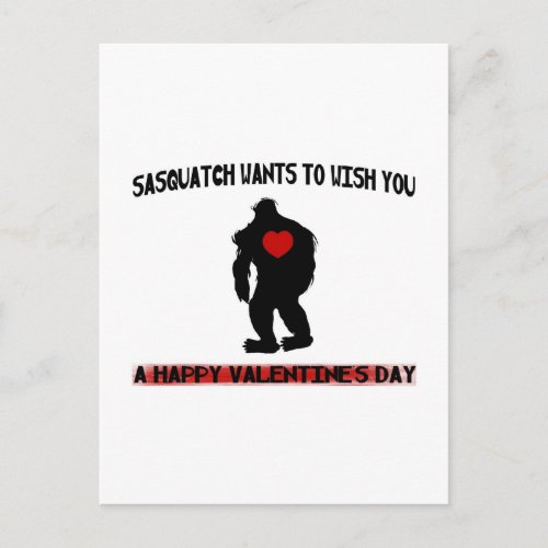 Sasquatch Valentines Day Holiday Postcard