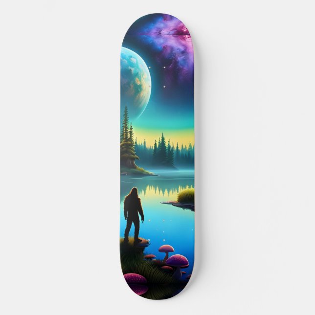 Sasquatch Watching nebulas on a distant planet Skateboard (Front)