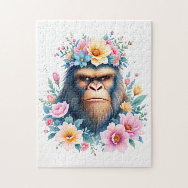 Sasquatch wearing a flower crown jigsaw puzzle (Vertical)