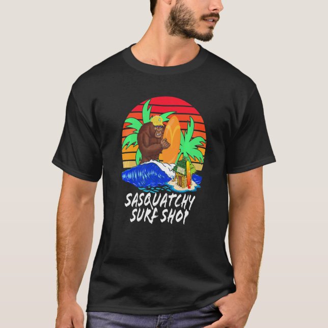 Sasquatchy Tiki Hut Surf Shop T-Shirt (Front)