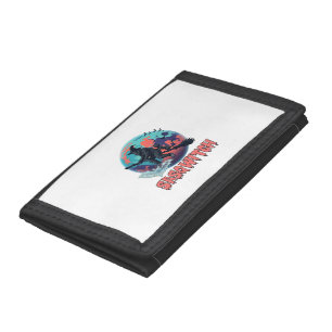 Sasqwitch Bigfoot Witch Broom Black Cat Moon Hallo Tri-fold Wallet